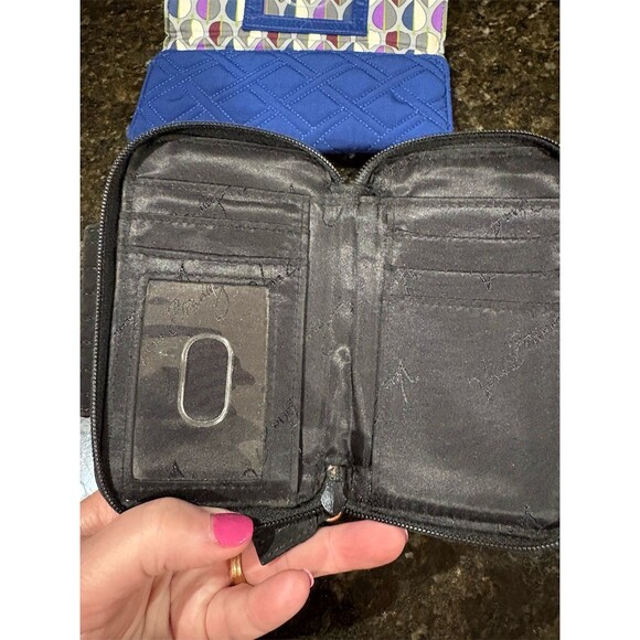 Vera Bradley Set of 2 Wallets Electric Blue Trifold + Black Zip ID Key - Picture 12 of 13